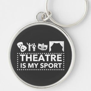 Teater är min sport rund silverfärgad nyckelring