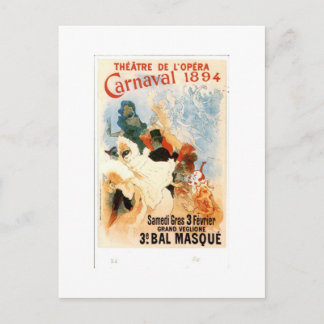 Teater de l'Opera Carnaval 1894 Vintage fransk Po Vykort
