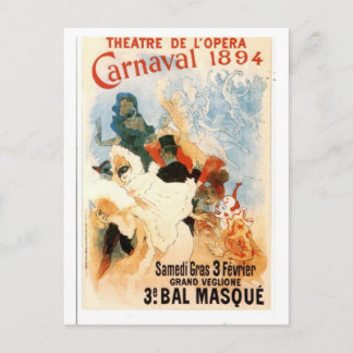 Teater de l'Opera Carnaval 1894 Vintage Fransk Po Vykort