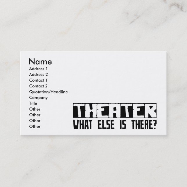 Teater vad annat är där? visitkort (Framsida)