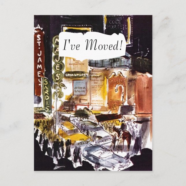 Teaterdistriktet vykort NYC Jag har flyttat vykort (Framsida)