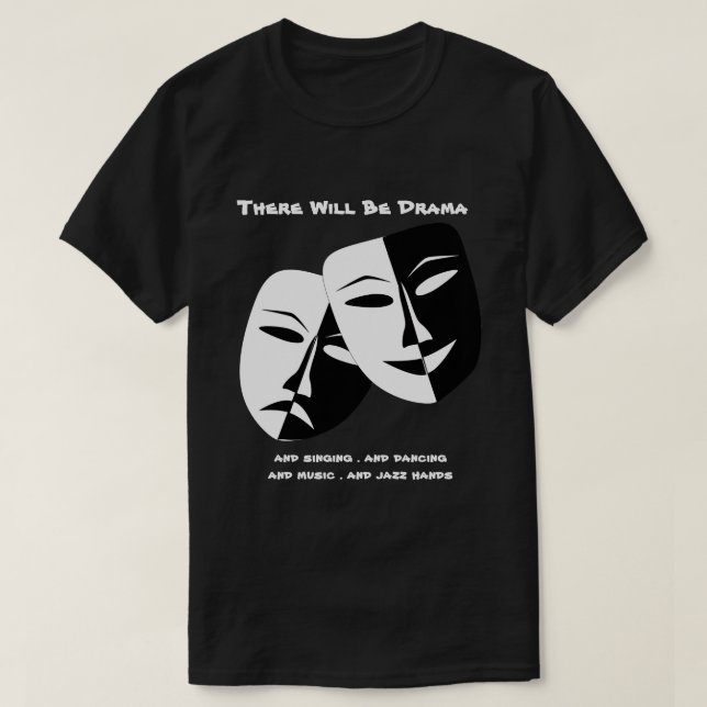 Teatermask Komedi Tragedy Black White Drama T Shirt (Design framsida)