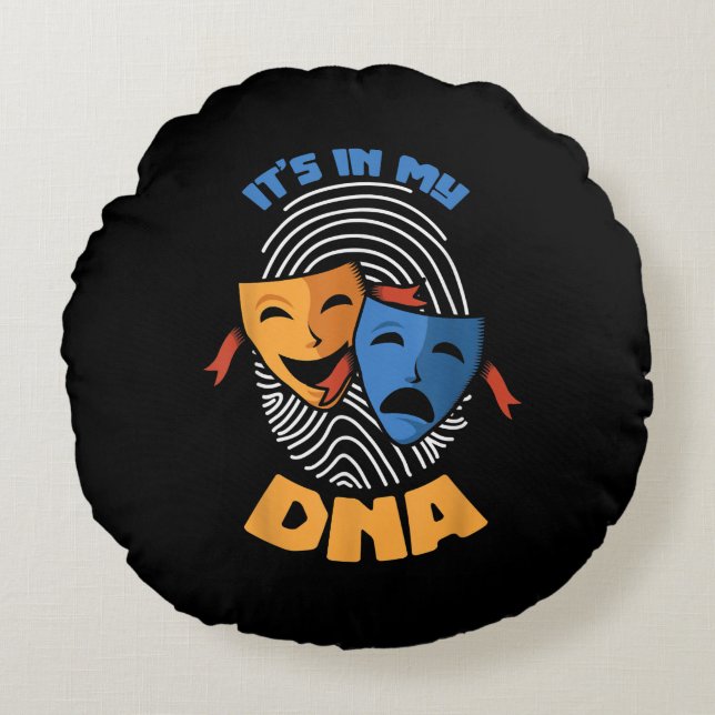 Teatermasken i min DNA Musical Älskare Movies Rund Kudde (Framsidan)