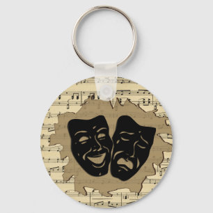Teatermasker och antik musiknyckelkedja nyckelring