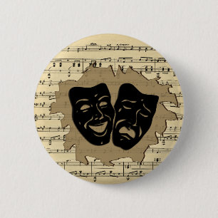 Teatermasker och antikk musik knapp