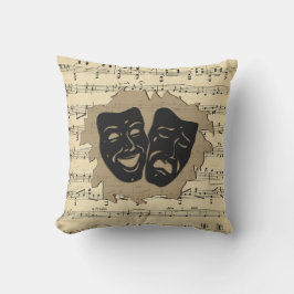 Teatermasker och antikmusik kudde