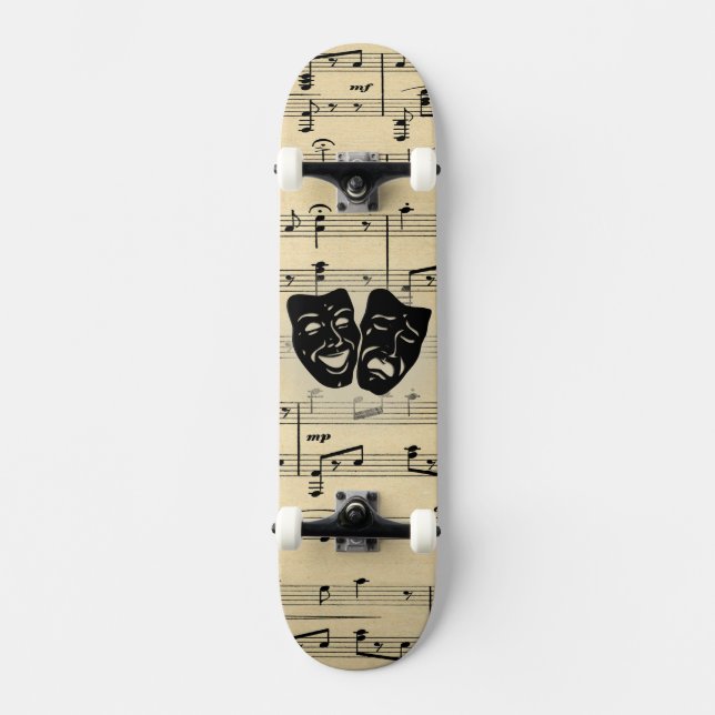 Teatermasker och antikmusik mini skateboard bräda 18,5 cm (Framsida)