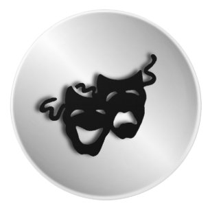 Teatern för komeditragedisilver maskerar knopp