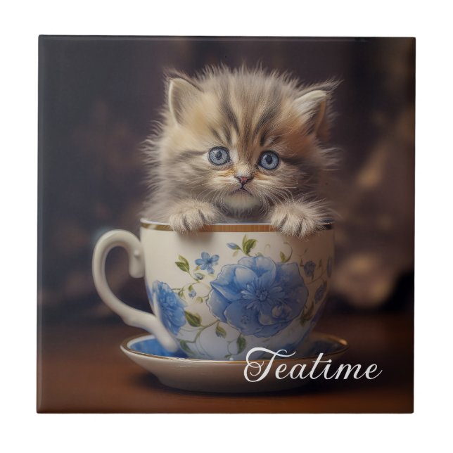 Teatime Kitten Kakelplatta (Framsidan)
