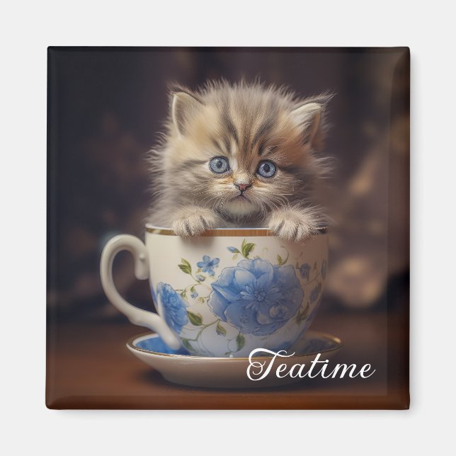 Teatime Kitten Magnet (Framsidan)