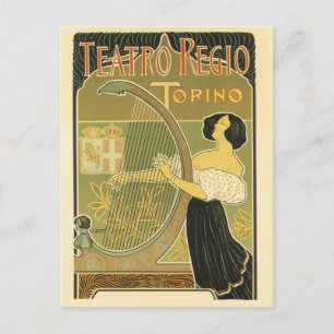 Teatro Regio Vintage Fransk Art nouveau Vykort