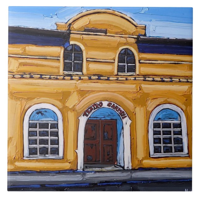 "Teatroen dekorativa Carmen" belägger med tegel Kakelplatta (Framsidan)