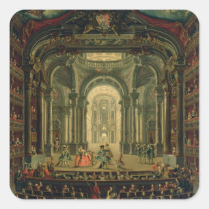 Teatroen Reale i Turin (olja på kanfas) Fyrkantigt Klistermärke