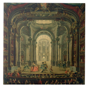 Teatroen Reale i Turin (olja på kanfas) Kakelplatta
