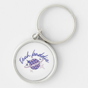 Tech Baddie Keychain Rund Silverfärgad Nyckelring