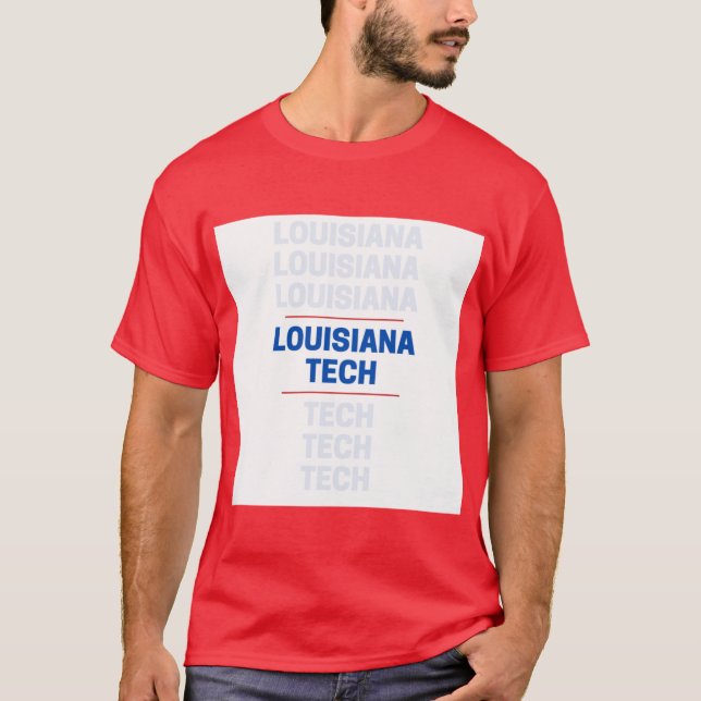 Tech Blue med röda dekorationer T Shirt (Framsida)