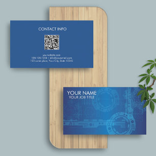 Tech Blue   Minimalistisk Modern Tech QR-kod Visitkort