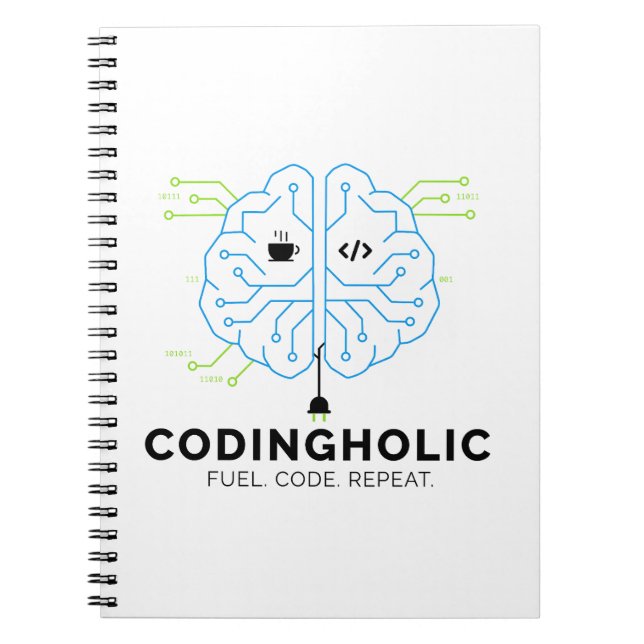 Tech Brain Coding Notebook for Programmers Anteckningsbok (Framsidan)