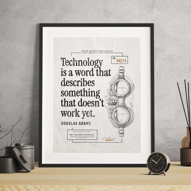 Tech-citat från Patent Teckning för Geeks Poster (Funny Tech Quote on Patent Drawing for Geeks Poster)