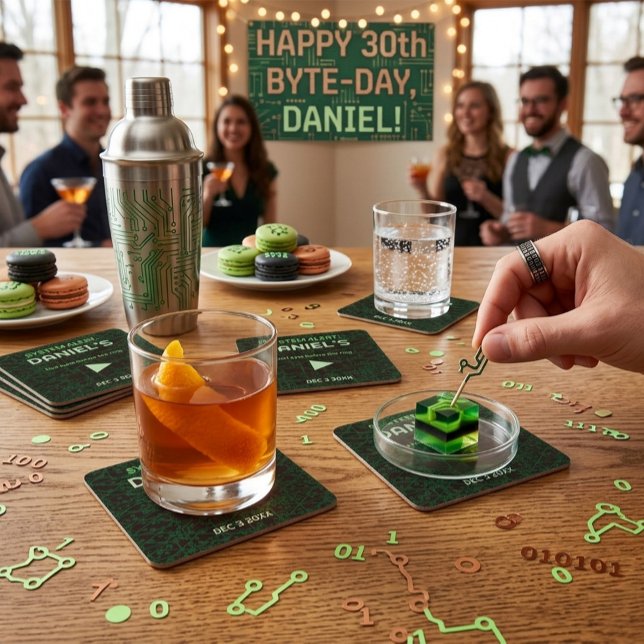 Tech Code Party Dricka Underlägg Papper Kvadrat (Skapare uppladdad)