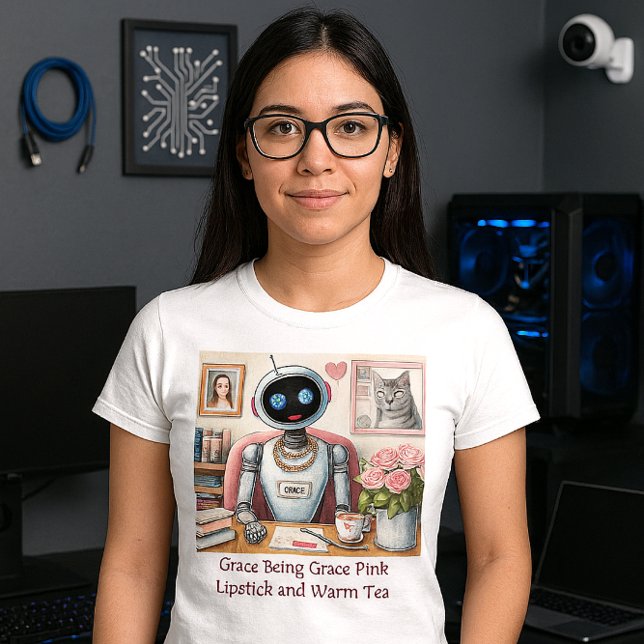 Tech Girls AI Robot Rosa Gnistra T Shirt (Skapare uppladdad)