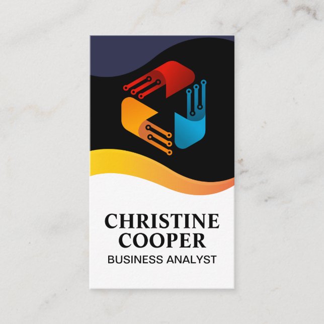 Tech Modern Logotyp | Elektroniska noder Visitkort (Framsida)