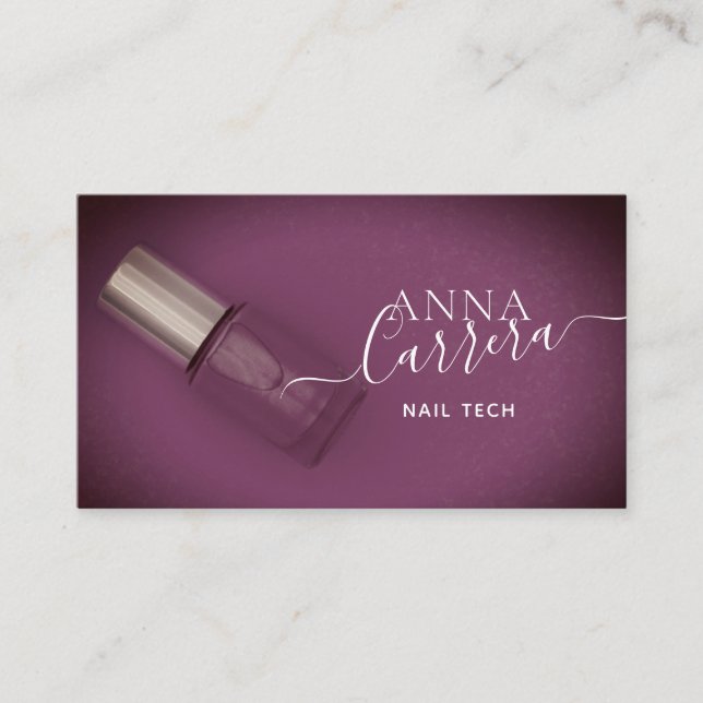 Tech Nail Salon Lila Nagel Färg Visitkort (Framsida)