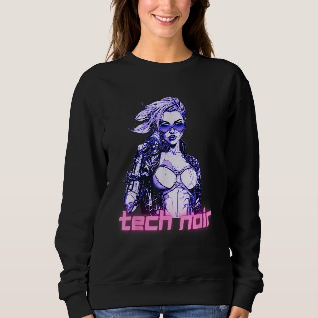 Tech Noir Cyberpunk Tjej T Shirt (Framsida)