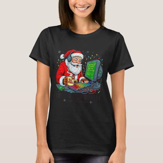Tech s Support Rebooting Santa Magic T Shirt (Framsida)