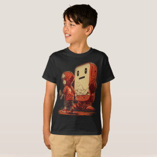 Tech-Savvy-pojken med en giant Mobil T Shirt
