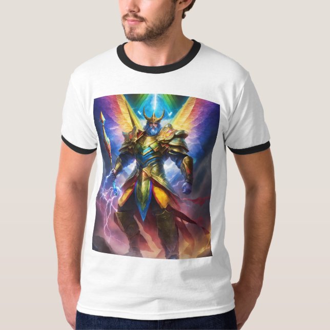 "Tech Seraph: where Digital Warriors Unite" T Shirt (Framsida)
