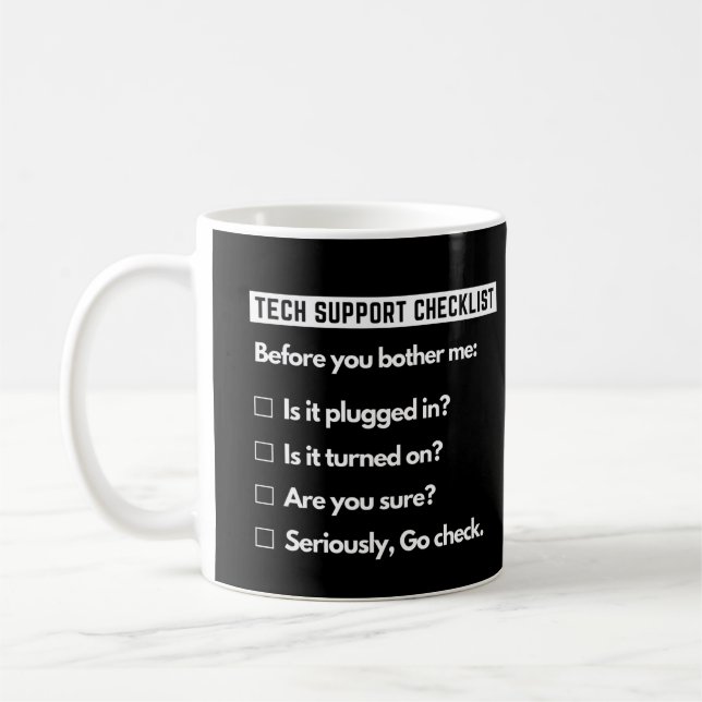 Tech Support Checklist - felsökning för datorn Gee Kaffemugg (Vänster)
