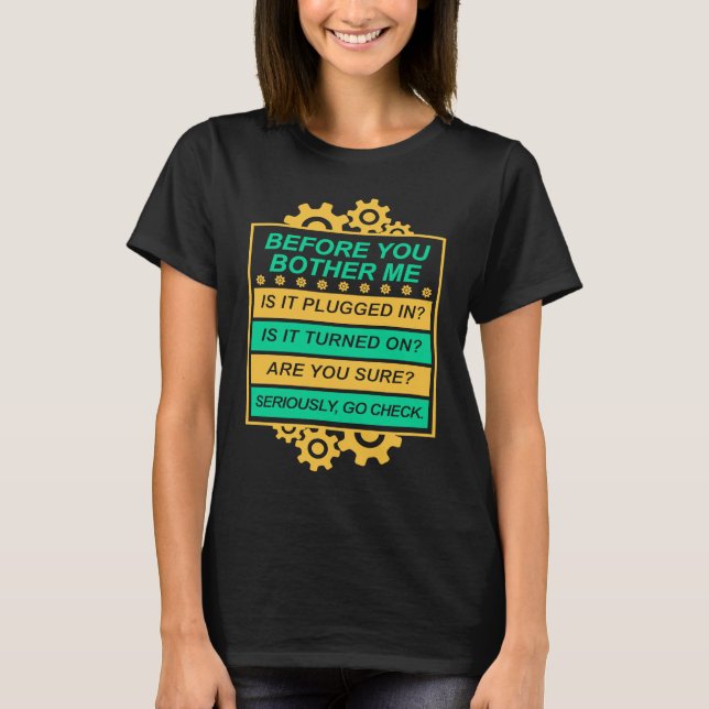 Tech Support Checklist IT Sysadmin Geek Nerd T Shirt (Framsida)