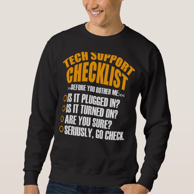 Tech Support Checklist Sysadmin Hotline Ingenjör Lång Ärmad Tröja (Framsida)