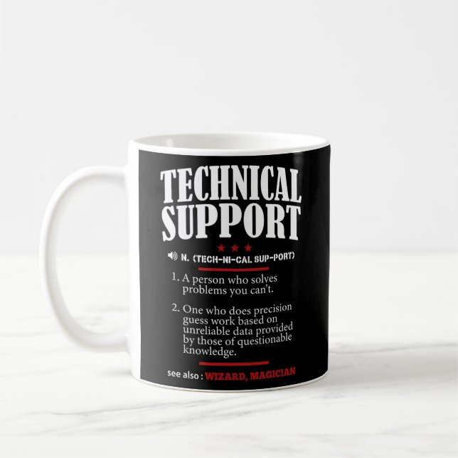 Tech Support Definition Ingenjör Computer Nerd Kaffemugg (Vänster)