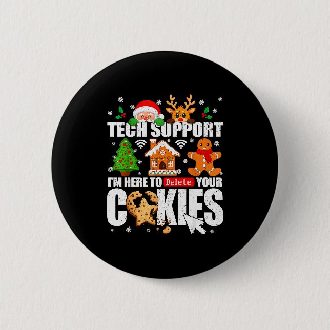 Tech Support Delete Your Cookies Men Ugly Christma Knapp (Framsida)
