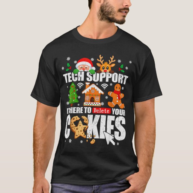 Tech Support Delete Your Cookies Men Ugly Christma T Shirt (Framsida)