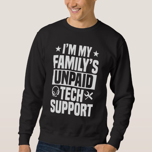 Tech Support Obetald Help Desk IT Call Center Agen Lång Ärmad Tröja (Framsida)