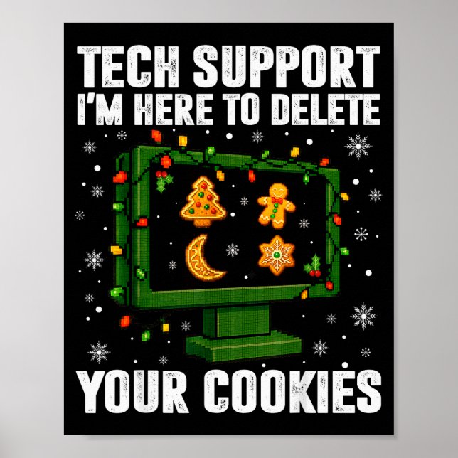 Tech Support Radera Dina Kakor Män Fula Jul Poster (Framsidan)