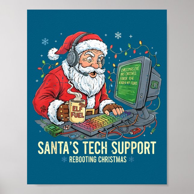Tech Support Rebooting s Computer Santa Santa Joke Poster (Framsidan)
