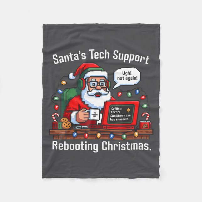 Tech Support s Santa Rebooting Meme Fleecefilt (Framsidan)