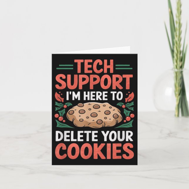 Tech Suprt Christmas Helpdesk Computer Geek Cookie Kort (Framsida)