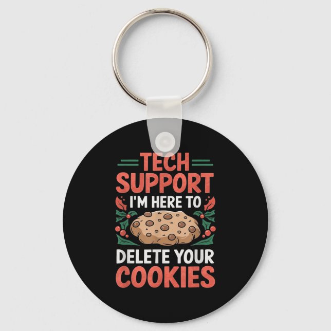 Tech Suprt Christmas Helpdesk Computer Geek Cookie Nyckelring (Framsida)