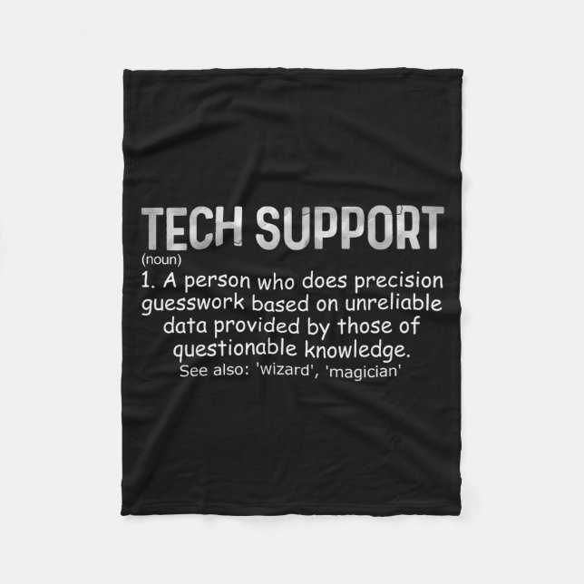 Tech Suprt Definition Tee Funny It Computer Nerd T Fleecefilt (Framsidan)
