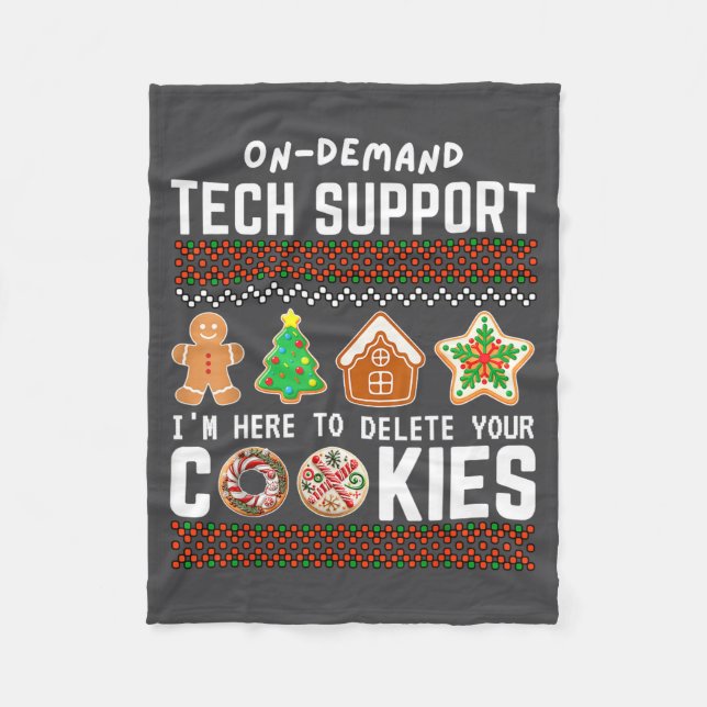 Tech Suprt Delete Cookies Funny Design Christmas P Fleecefilt (Framsidan)