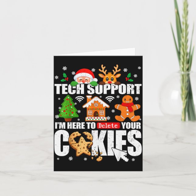 Tech Suprt Delete Your Cookies Men Ugly Christmas  Kort (Framsida)