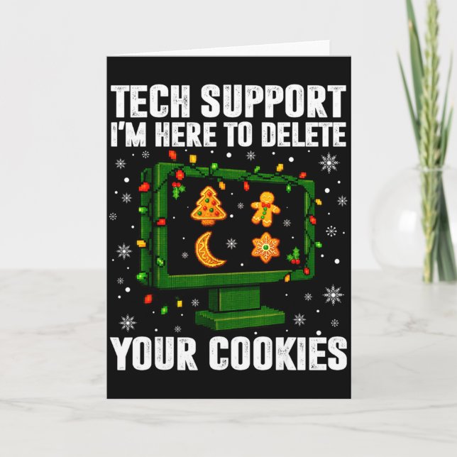 Tech Suprt Delete Your Cookies Men Ugly Christmas  Kort (Framsida)