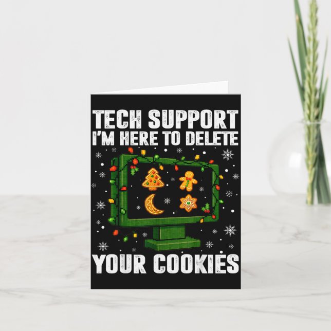 Tech Suprt Delete Your Cookies Men Ugly Christmas  Kort (Framsida)