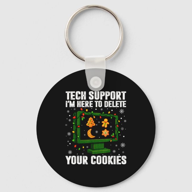 Tech Suprt Delete Your Cookies Men Ugly Christmas  Nyckelring (Framsida)