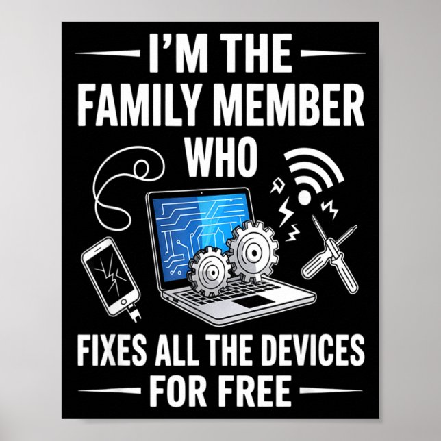 Tech Suprt Design For Men, Boys, Dad. Funny Meme  Poster (Framsidan)